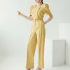 Korean Summer Double Breasted Jumpsuits Women's Short Sleeve Slim Long Romper Casual Formal Work Wear Playsuits 210529