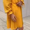 Mulheres Casual Cordão Solto Bonito Mini Vestido Cor Brilhante Vestido Amarelo Borboleta Mola Outono Primavera Vestido Vestidos 210412