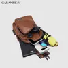 Caranfier Homens Bags Mensageiros Mensageiro Sacos Pu Couro Casual Zipper Macio Macho Clássico Color Sólido Viagem Crossbody Bag 210708