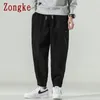 Zongke Streetwear Corduroy 바지 남성 의류 일본 패션 스웨트 팬츠 남성 한국 패션 망 바지 M-5XL 도착 220311