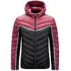 Mann Spleißen Daunenmäntel Mode Trend Warm Streifen Winddicht Stehkragen Kapuze Pufferjacke Großhandel Designer Winter Lässige Puffjacken