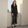 Blazer noir pour femmes revers à manches longues Designer Bandage solide Blazers femmes mode vêtements été Style 210524