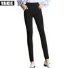 Yakie vår sommar svart blå grå penna byxor hög midja ol kontor casual skinny elastiska kvinnliga byxor pantalon femme 210519