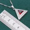 2021 Jóias de prata de pedras vermelhas geométricas Conjunto de jóias de prata para mulheres Brincos de colar de bracelete Pingente anel261m