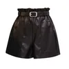 Shorts en cuir élégants Mode High Taille Shorts Filles A-Line Bottoms Shorts à jambes larges Automne Hiver Femmes 6312 50 210611