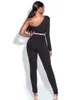 Bodycon Jumpsuit Sexy One Shoulder Sequin Black Women Celebrity Party Club 210525