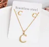 A-Z 26 Letter Necklaces en Earring Set met Gift Card Rvs Gold Choker Initial Hanger Ketting Dames Alfabet Kettingen Sieraden