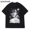 Hip Hop Tshirts Creative Poster Print Casual Cotton Tees Koszule Moda Harajuku Krótki Rękaw Loose T-Shirt Topy 210602