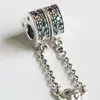 Usine en gros 925 Chaîne sterling Arcs d'argent de l'amour Rainbow Color Safety Charm Convient aux bracelets de perles de style européen