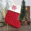 Christmas Knitting Snowflake Letter Stocking Xmas Tree Pendant Candy Gift Sock Bag Festiva Decoration Home Desktop Ornaments JJF11055