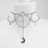 Goth zierliche Kette Halbmond und Sterne Halsband Hexe Halskette Silber Farbe Anhänger Punk Schmuck Frauen Geschenk Mode Gothic New3B1T{Kategorie}