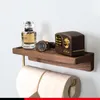 Toilet Paper Holders Art Wood Brass Holder With Phone Shelf Storage Bathroom Tissue Roll Accessories