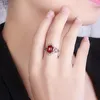 Cluster Rings Vintage 925 Silver Jewelry With Oval Red Zircon Gemstones Open Finger Ring For Women Wedding Engagement Party Wholesale