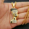 Anhänger Halsketten Hip Hop Ägyptische Königin Nefertiti Aufhänger Ketten Für Frauen Schmuck Gold Farbe Rustlose Stahl Großhandel 1029