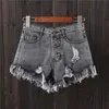 Vintage Ripped Hole Fringe 5 kleuren Denim Dames Casual Koreaanse jeans Zomermeisjesshorts