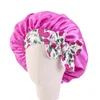 2022 New Caps Fashion Cute African Kids Adjustable Loose And Comfortable Printing Ankara Satin Toddler Cap Night Sleep Turban Hat with bow