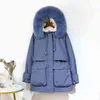 Real Natural Fox Fur Down Coat Veste d'hiver Femmes Épais Blanc Duck Snow Parkas Chauchette chaude Attachez les vêtements d'extérieur 210423