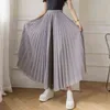 korea Loose Pleated Chiffon Pants Summer Elastic High Waist Thin Wide Leg Female Casual Cropped trousers Pantalon 211115