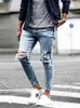 New Skinny Jeans Men Streetwear Destroyed Ripped Jeans Homme Hip Hop Broken Modis Male Pencil Biker Embroidery Patch Men Jeans X0621