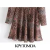 Mini abito da donna elegante con stampa animalier vintage a maniche lunghe con cerniera posteriore Abiti femminili Abiti Mujer 210416