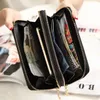Women short organizer wallet Solid color Hasp Mini Wallets Womens bags wholesale Credit Card Genuine leather Black/red/grey Q58X40
