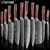 XITUO 1-10PCS küchenmesser Set Laser Damaskus muster kochmesser Scharfe Santoku Hackmesser Slicing Utility Messer Harz griff