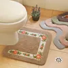 Pastoral U Shaped Bathroom Bath Mat Nonslip Toilet Rugs Water Absorption Floor Mat for Toilet Hand Sink Washable Toilet Mat 210622