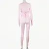 Mono de corsé rosa, negro, blanco, jogging Femme Deux Pi￨ces, conjuntos de 2 piezas para mujer, conjunto de gimnasio sólido de otoño e invierno, chándales para mujer
