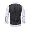 Men's Vests Mens Waistcoat Stripe Suit Vest Men Fashion Casual Single Breasted Sleeveless Gilet Male Business Dress Black/White/Gray Phin22