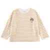 Cartoon printing loose striped sweatshirts kids cotton wide long sleeve T shirts children all-match pullovers 210708
