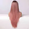 ALAN EATON Long Wavy Synthetic Ombre Black Pink Wigs for Women Cosplay Natural Middle Part Hair Wig High Temperature Fiber