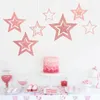 Decoração de festa rosa ouro pendurado estrela buntar festão pano de fundo crianças aniversário casamento bebê chuveiro bachelorette natal
