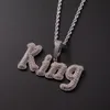 Custom Name Cursive Letters Pendant Gold Silver Color With Rope Chain Men Women Zircon Hip Hop Rock Necklaces Jewelry