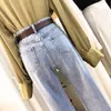 Korea Simple High Waist Woman Flare Jeans Loose All-match Wide Leg Pants Femme Casual Streetwear Pantalones Spring 210514