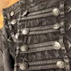 Inspiré militaire-Style Denim veste noir boutons souper chic veste manteau femmes veste décontractée femmes hiver chaqueta 210412