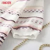 Tangada corée Chic femmes motif rayé creux mince pull à manches courtes dames école Style tricoté pull hauts YU69 210609