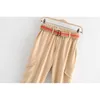 High Waist Cargo Pant Fashion Hip Hop Women's Trousers Pockets Patchwork Loose Streetwear Pencil 210531