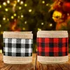 Jul Fall Hantverk Dekoration Wired Edge Ribbons Black White Buffalo Plaid Ribbon för DIY Presentförpackning XBJK2107