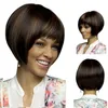 Short Synthetic Wig Simulation Human Hair Wigs Hairpieces With Bangs pelucas de cabello natural corto K91