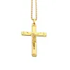 Mens Hip Hop Fashion Jesus Cross Pendant Halsband 18K Gold Plated Design 75 cm Long Chain Filling Pieces Men Jewelry262Q