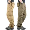 8 Cepler Taktik Kargo Pantolon erkek Gevşek Pantolon Joggers Ordu Askeri Büyük Boy Casual Pantolon Erkek Açık İşler Tulum 211201