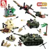Sluban Tank Militaire Duitse Atlantische Fort Bouwstenen Leger Chariot Soldier Landing Craft Shore Defense Toys Bricks DIY Gifts AA220303