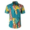 Mode Men Hawaiian Flower-Print Kortärmad Sommar Strand Stil Lapel T Shirts Holiday Casual Comfortable Kläder S-XXL T-shirts