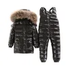 -30 gradi 3 ~ 5y russo Snowsuit Bambini Set di bambini Bianco Down Boys Abbigliamento impermeabile Abbigliamento per bambini Cappotto invernale Giacca invernale per ragazze parka 211027