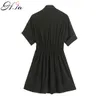 H.SA Sommar Kvinnor Pläterad Vestidos Knee Längd Klänning Kvinnlig Square Collar Puff Sleeve Kläder Casual Slim Vestido 210417