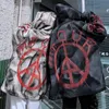 Aolamegs Gothic Punk Graffiti Zagęścić Zipper Płaszcz Kurtka Zimowa Mężczyźni Luźny Przytulny High Street Style Fleece Bluza Streetwear 211214