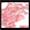 Arts et artisanat Quartz rose naturel en forme de rose sculpté Palm Love Healing Gemstone Lover Gife Stone Crystal Heart Gems Ewf3424 Sejid Ocqcp