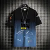 Męskie Gradient Tee Koszulki Moda Trend List Krótki Rękaw O-Neck Luźne Koszulki Topy Designer Mężczyzna Summer Casual Hip Hop Cienkie Pary Koszulki