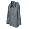 Vrouwen grijs groot formaat casual asymmetrische blouse revers lange mouw losse fit shirt mode tij lente herfst gx352 210421