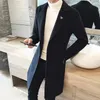 Erkek Trençkotlar Kırmızı Zarif Beyefendi Uzun Ceketler Erkek Blazers Ordu Yeşil Kış Palto Slim Fit Steampunk Coat Pelerin Erkekler